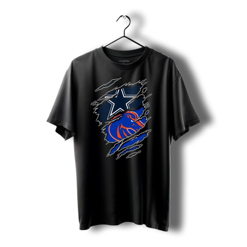 Dallas Cowboys And Boise State Broncos Torn T Shirt 1 T Shirt 1 1
