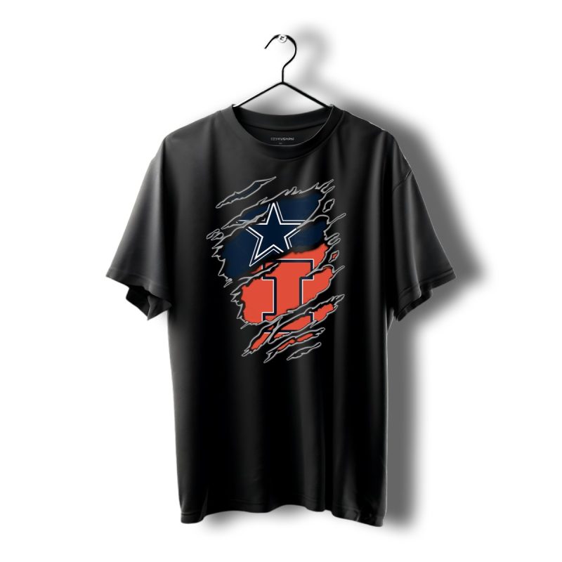Dallas Cowboys And Illinois Fighting Illini Logo Mashup T Shirt 1 T Shirt 1 1