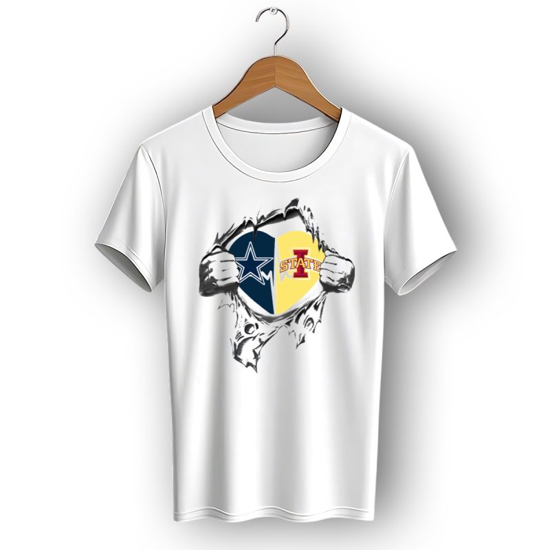 Dallas Cowboys And Iowa State Cyclones Split Heart T Shirt 1 T Shirt 1