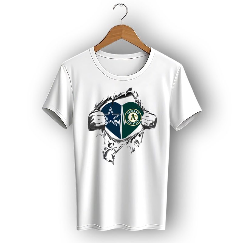 Dallas Cowboys And Oakland Athletics Heart T Shirt 1 T Shirt 1