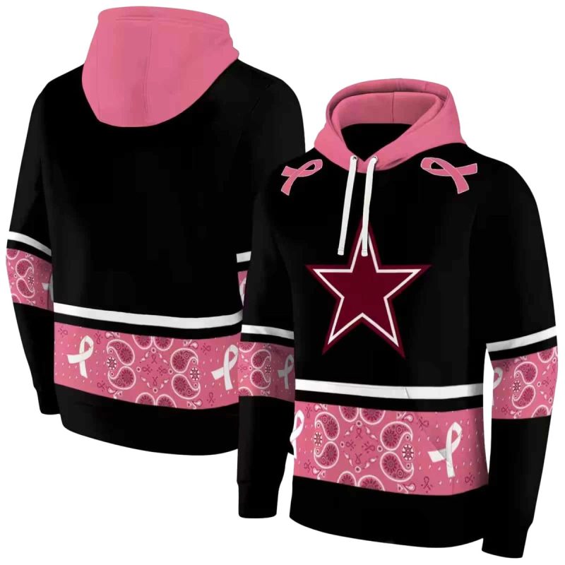 Dallas Cowboys Awareness Ribbon Black Pink Aop Hoodie 1