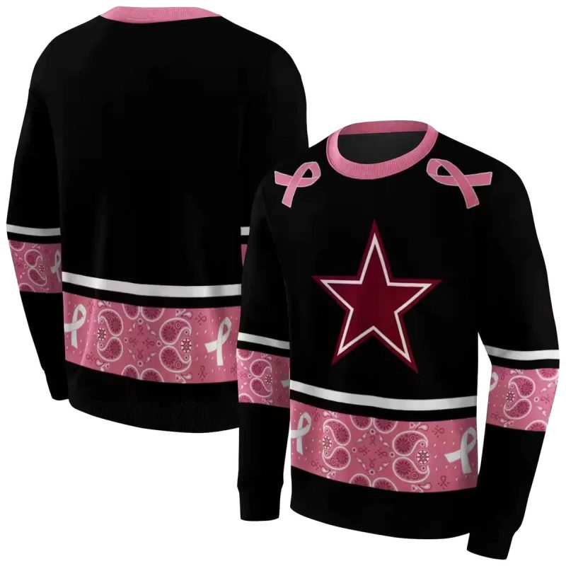 Dallas Cowboys Awareness Ribbon Black Pink Aop Sweatshirt 1