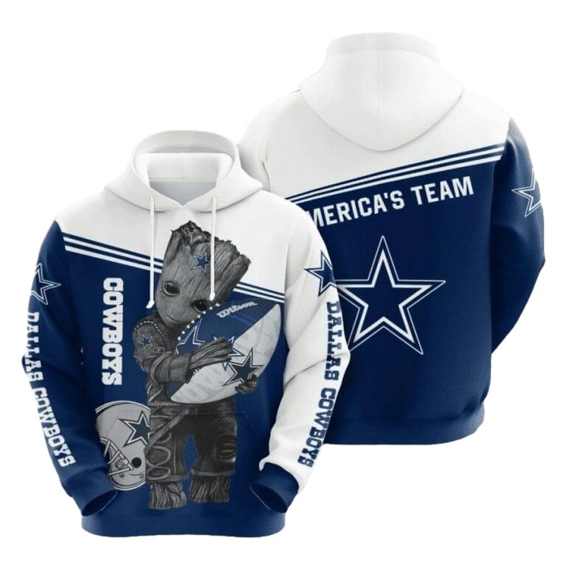 Dallas Cowboys Baby Groot Hug Ball Aop Hoodie 1