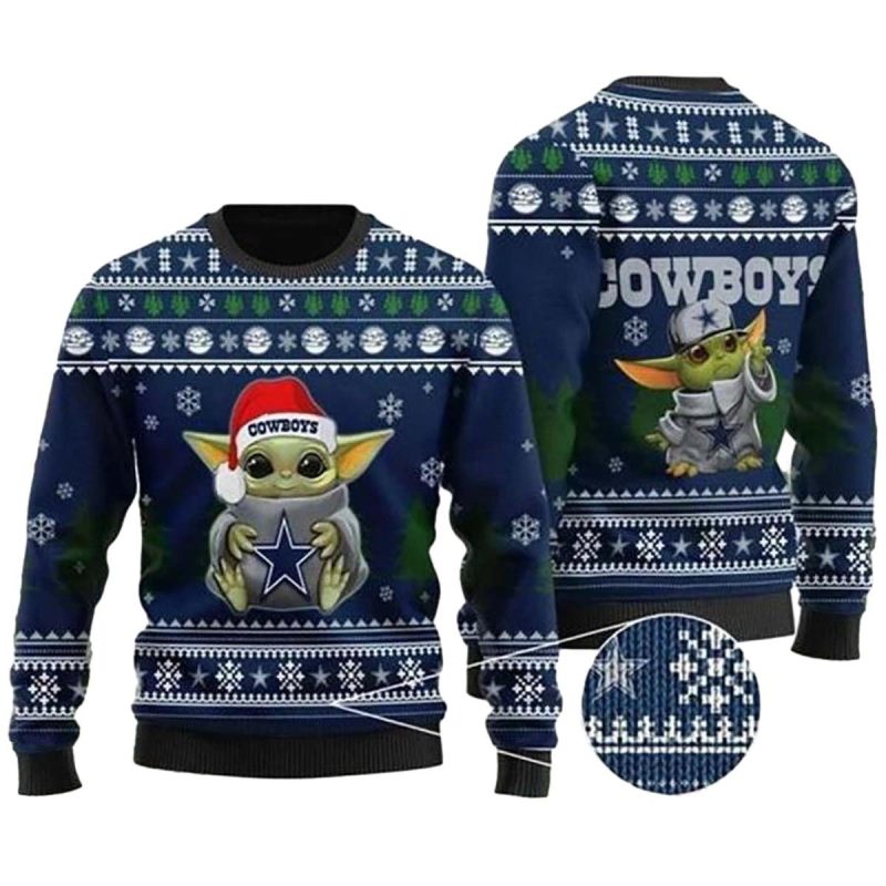 Dallas Cowboys Baby Yoda Love Logo Ugly Sweater 1