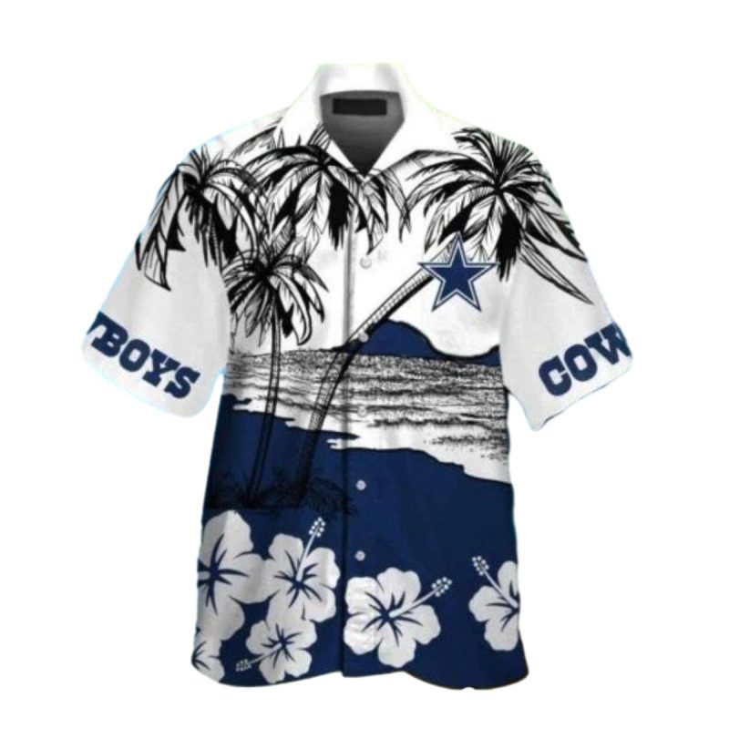 Dallas Cowboys Black And White Palm Tree Hawaiian Shirt 1
