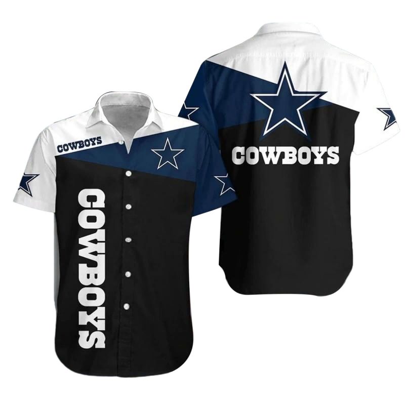 Dallas Cowboys Black Blue And White Summer 2025 Hawaiian Shirt 1