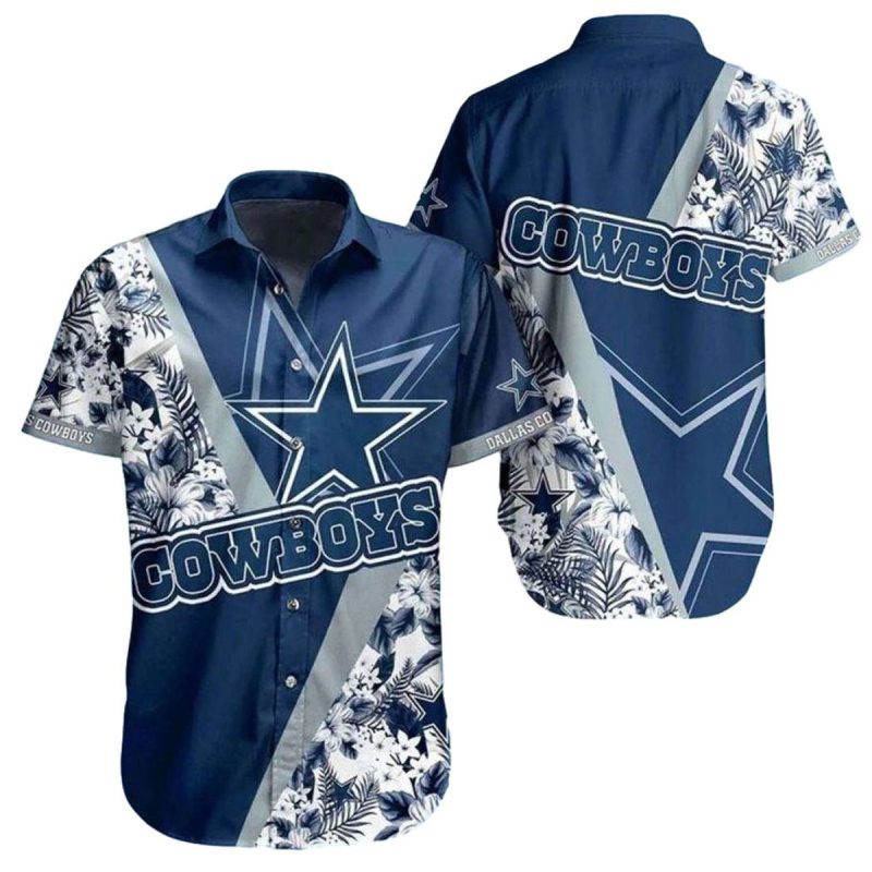 Dallas Cowboys Blue And White Stripes Hawaiian Shirt 1
