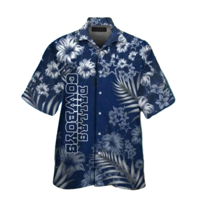 Dallas Cowboys Blue Floral Hibiscus Pattern Hawaiian Shirt 1