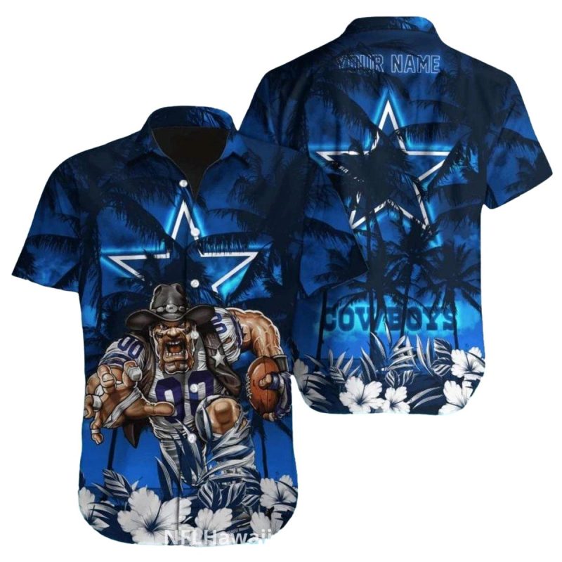 Dallas Cowboys Blue Palm Trees Warrior Hawaiian Shirt 1