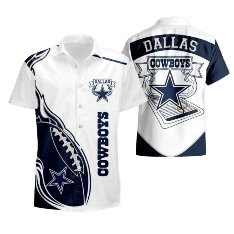 Dallas Cowboys Bold Star Play Fireball White Hawaiian Shirt 1