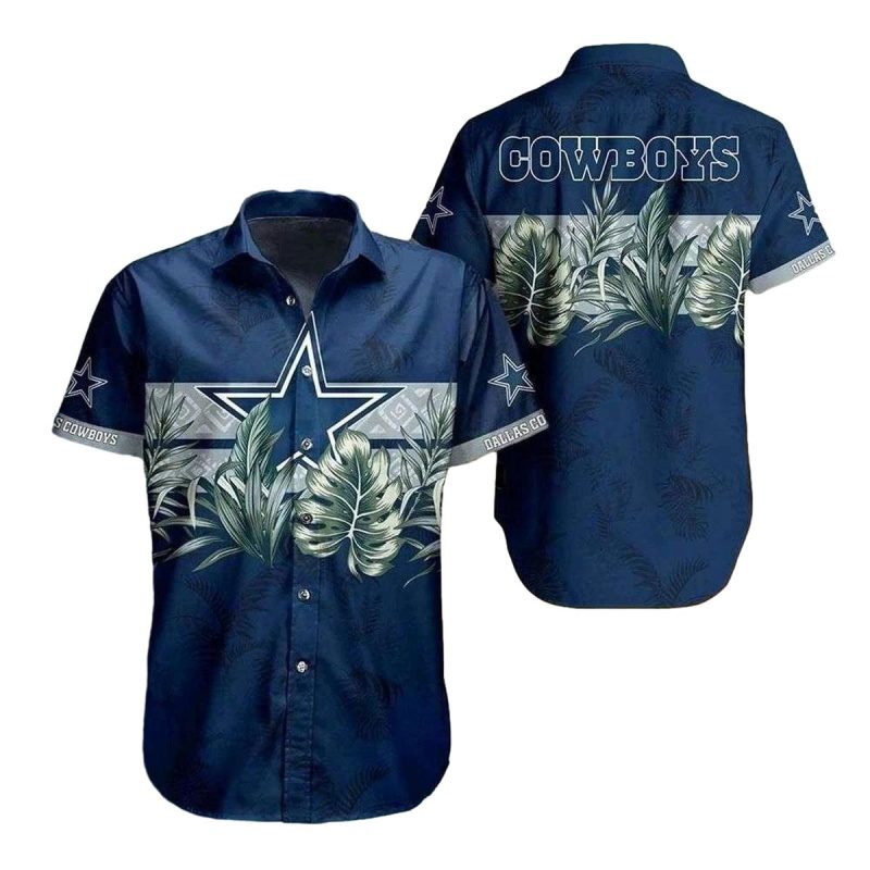 Dallas Cowboys Botanical Emblem Blue Pattern Hawaiian Shirt 1