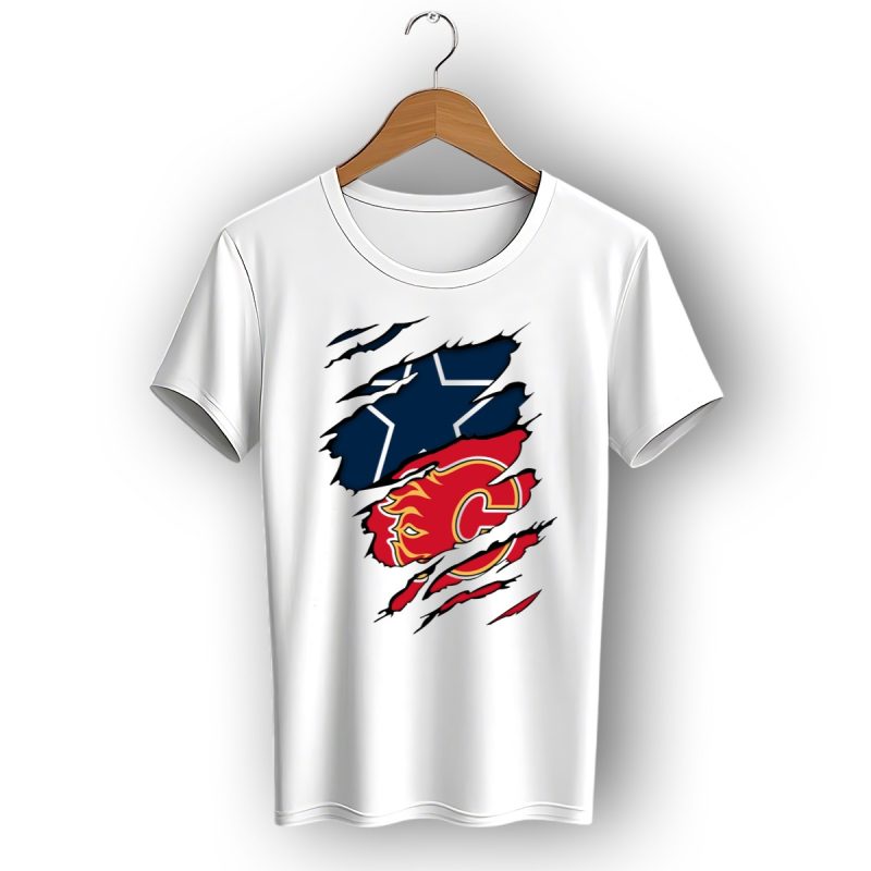 Dallas Cowboys Calgary Flames Rivalry Crossover T Shirt 1 T Shirt 1