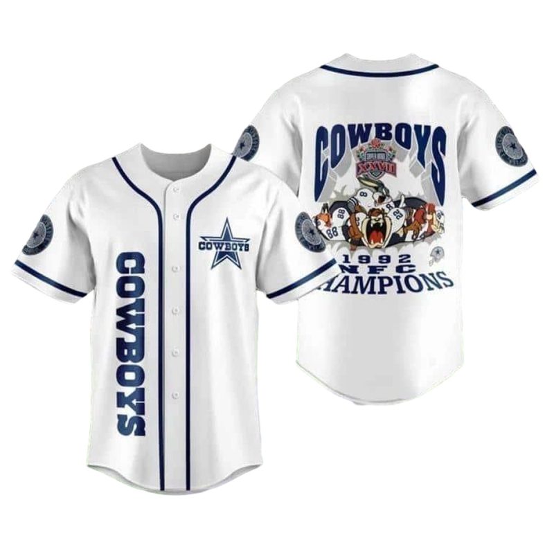 Dallas Cowboys Champions 1962 White Pattern Baseball Jersey 1