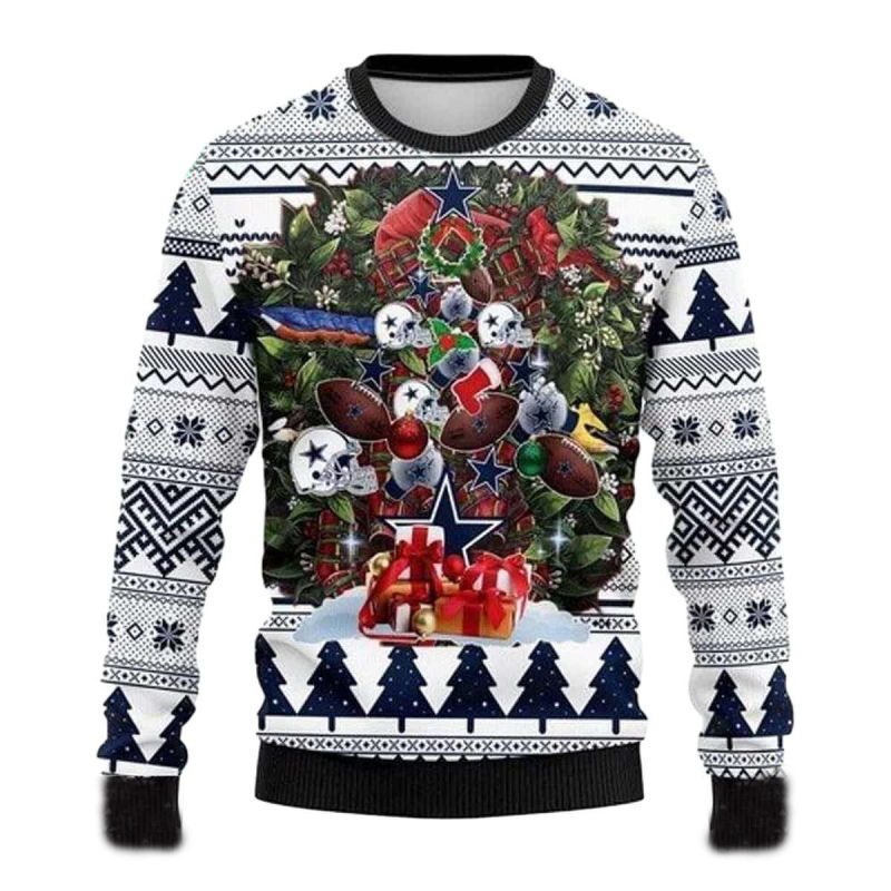 Dallas Cowboys Characters Christmas Tree 2025 Holiday Ugly Sweater 1