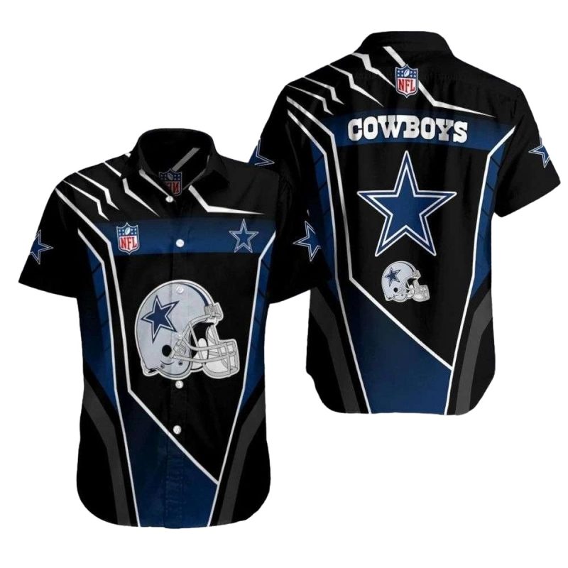 Dallas Cowboys Classic Helmet Black And Blue Hawaiian Shirt 1