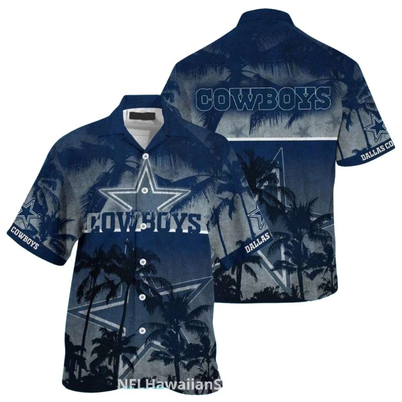 Dallas Cowboys Coconut Palm Trees And Star Design Hawaiian Shirt 1