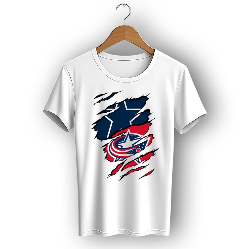 Dallas Cowboys Columbus Blue Jackets Fan Crossover T Shirt 1 T Shirt 1