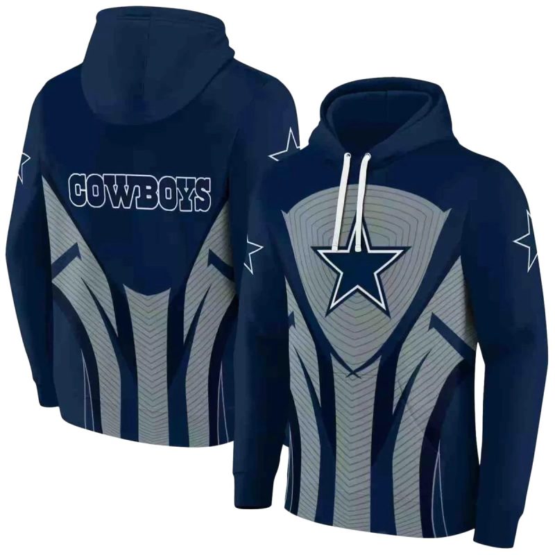 Dallas Cowboys Concentric Lines Blue Black Aop Hoodie 1