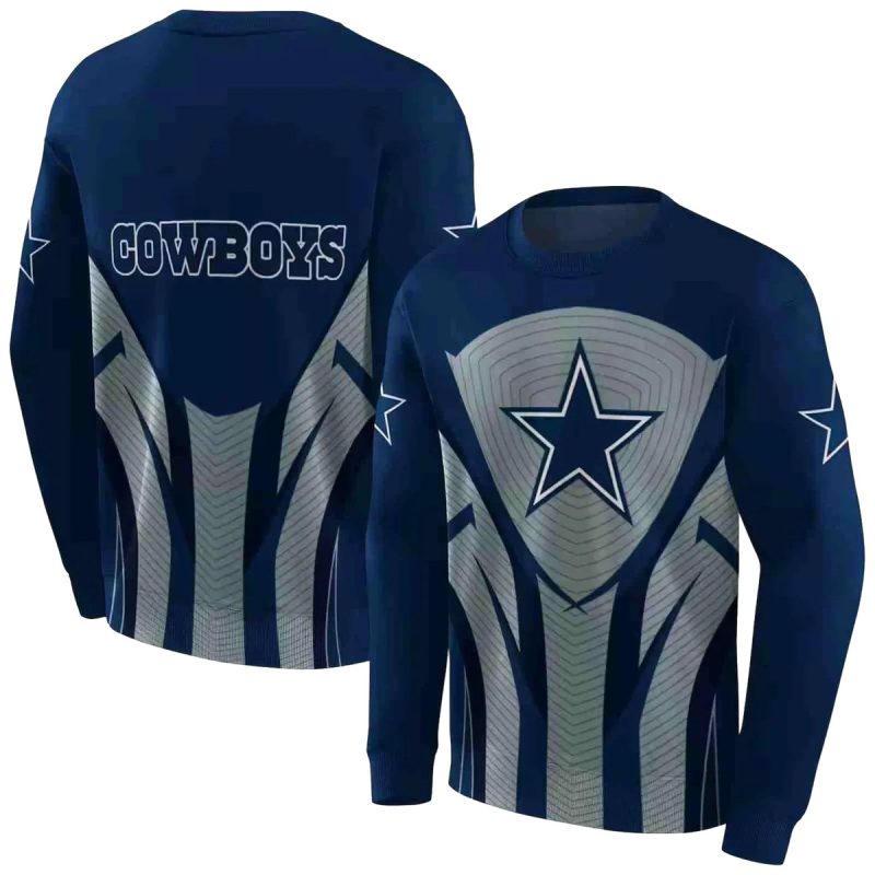 Dallas Cowboys Concentric Lines Blue Black Aop Sweatshirt 1