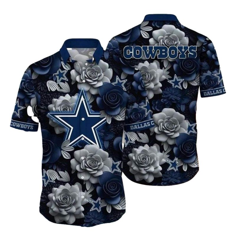 Dallas Cowboys Dark Floral Majesty Hawaiian Shirt 1