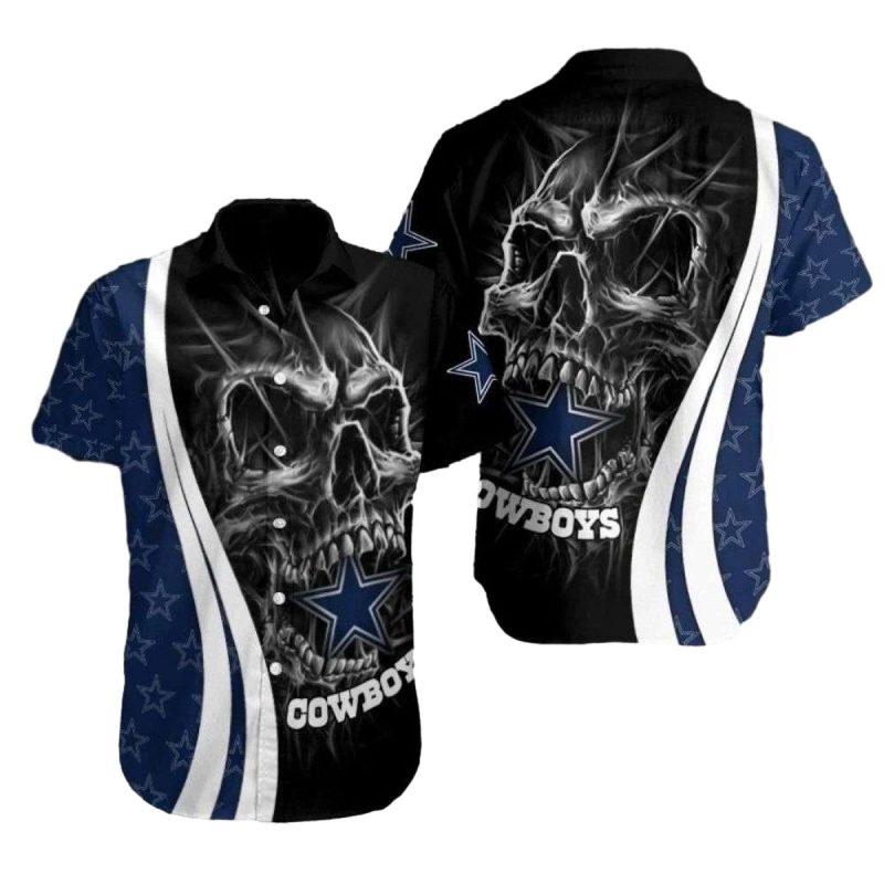 Dallas Cowboys Dark Skull Halloween Hawaiian Shirt 1