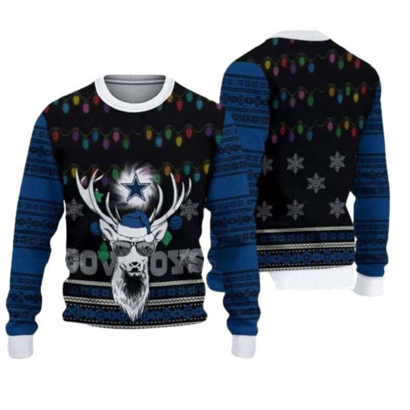 Dallas Cowboys Deer Funny Ugly Christmas Sweater 1