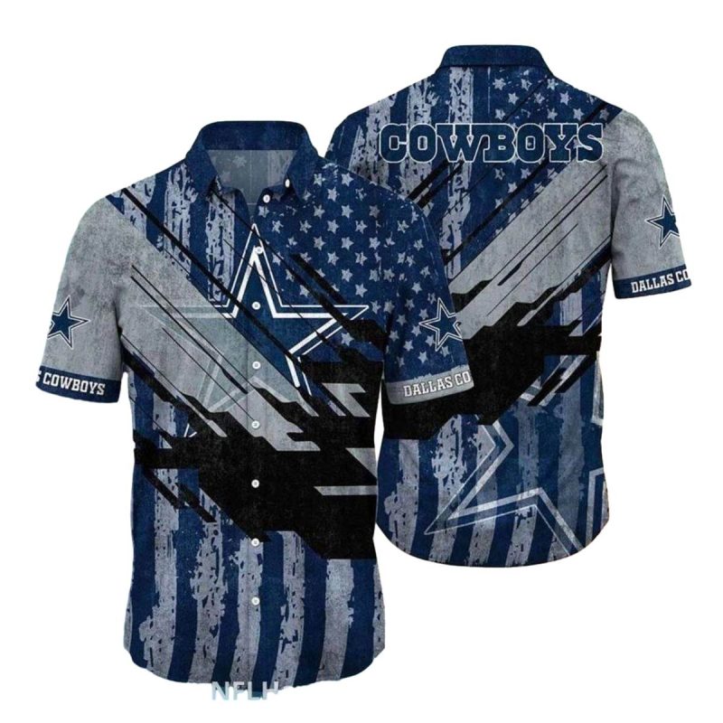 Dallas Cowboys Distressed American Flag Hawaiian Shirt 1