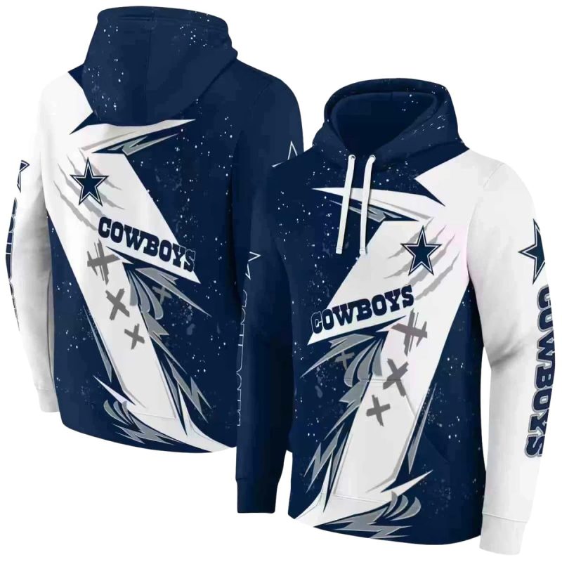 Dallas Cowboys Dynamic Slash Blue White Aop Hoodie 1