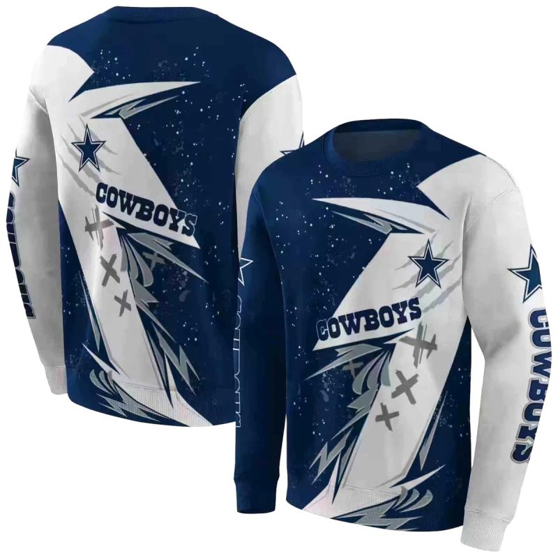 Dallas Cowboys Dynamic Slash Blue White Aop Sweatshirt 1