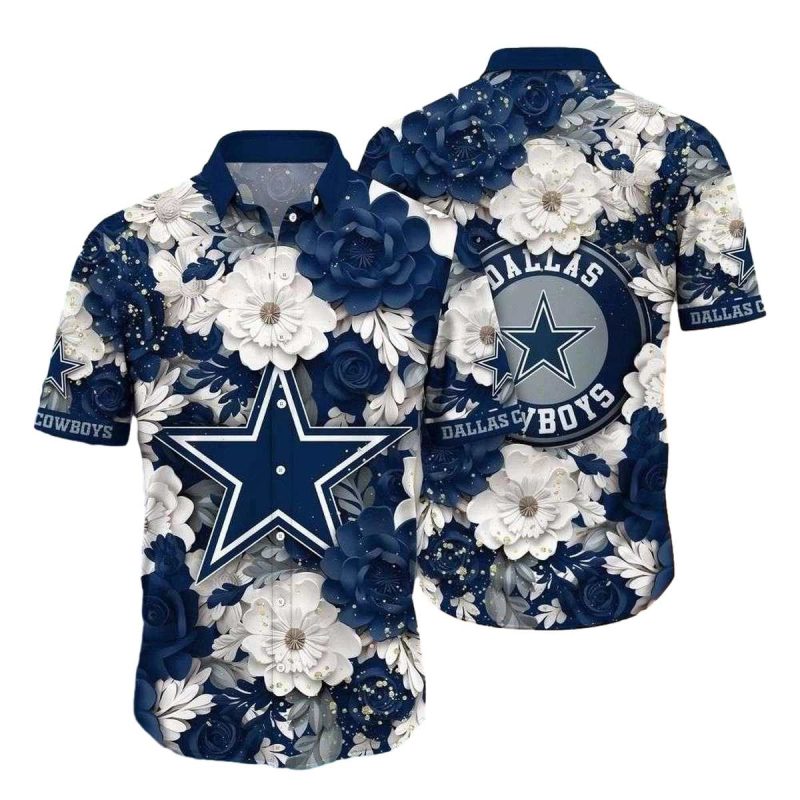 Dallas Cowboys Elegant Floral Midnight Blossom Hawaiian Shirt 1
