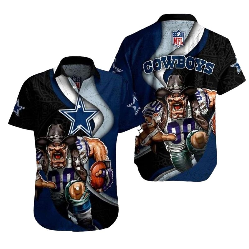 Dallas Cowboys Fierce Rush Game With Mascot Hawaiian Shirt 1