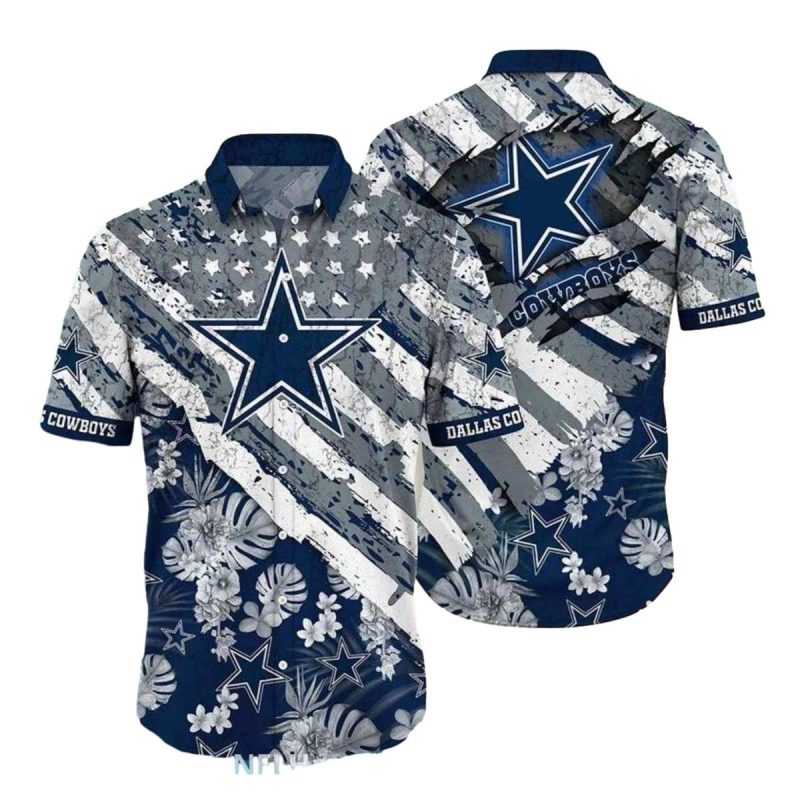 Dallas Cowboys Floral And Flag Hawaiian Shirt 1