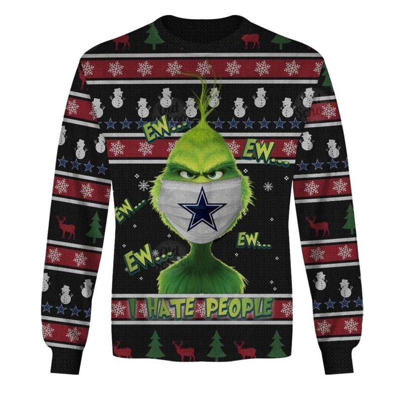 Dallas Cowboys Funny Grinch T Hate People But I Love My Cowboys Aop Sweatshirt 1