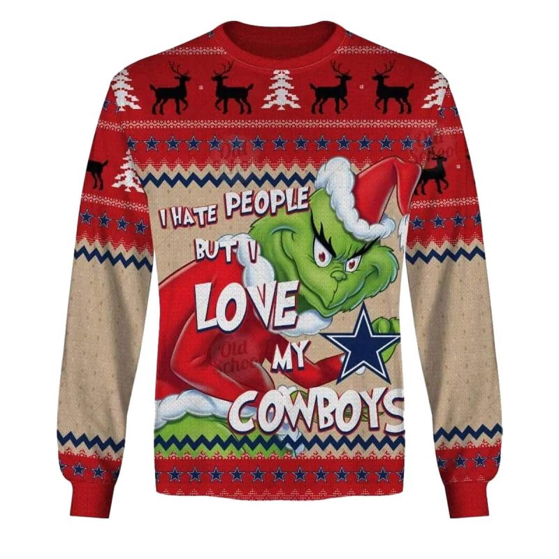 Dallas Cowboys Grinch Christmas Ugly Sweater Style Aop Sweatshirt 1