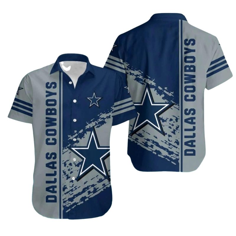 Dallas Cowboys Grunge Star And Stripe Pattern Hawaiian Shirt 1