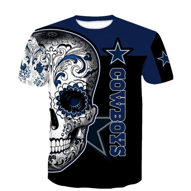 Dallas Cowboys Halloween Skull Aop T Shirt 1