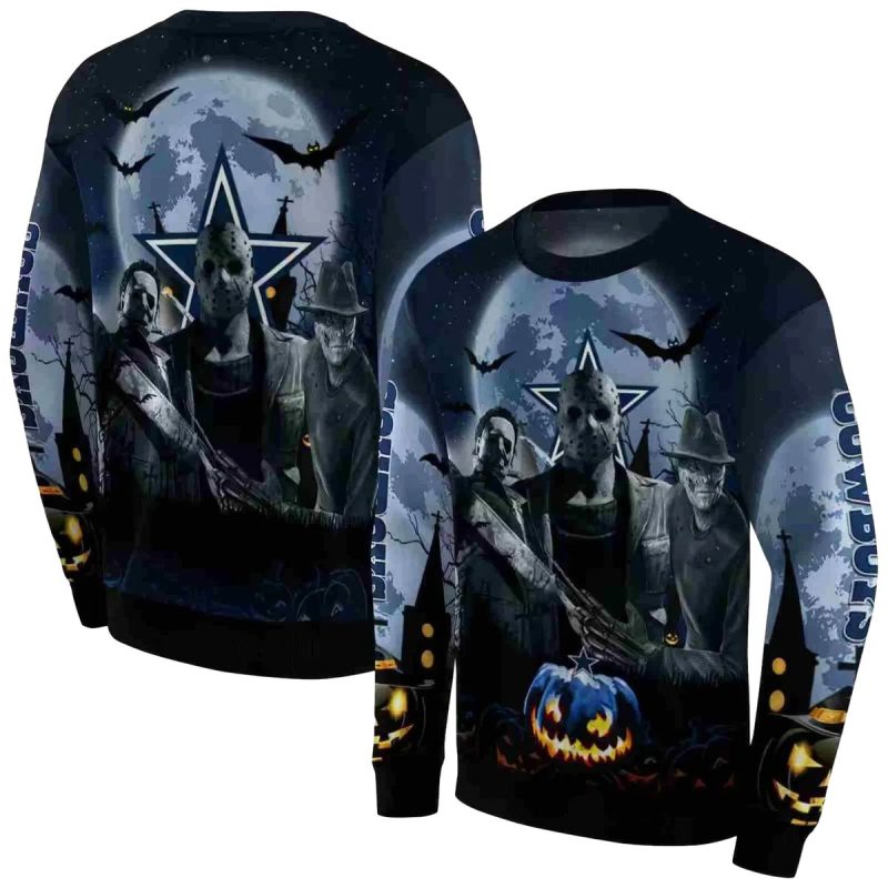 Dallas Cowboys Halloween Vibes Blue Black Aop Sweatshirt 1