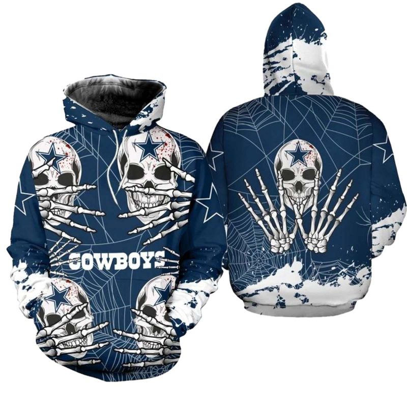 Dallas Cowboys Hand Skull For Halloween Graphic Aop Hoodie 1