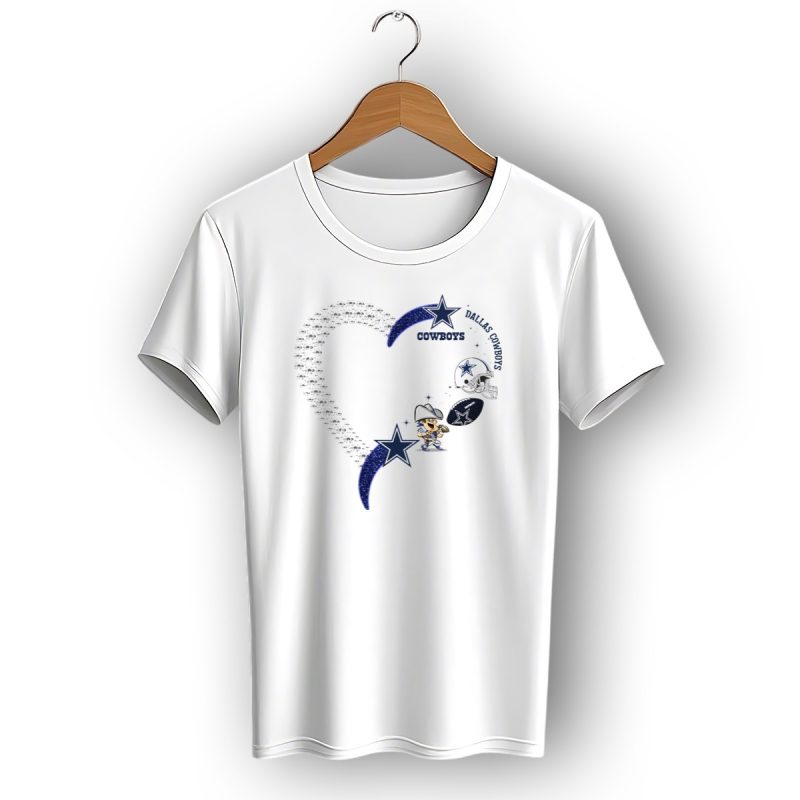 Dallas Cowboys Heart Logo With Star And Helmet T Shirt 1 T Shirt 1