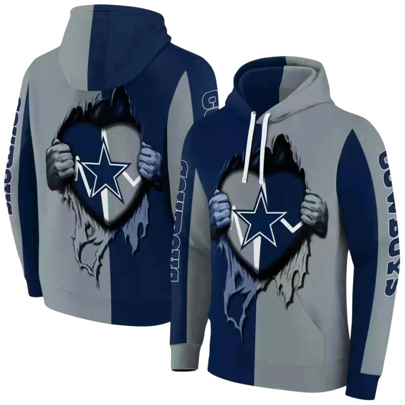 Dallas Cowboys Heartbeat Graphic Inside Me Blue Aop Hoodie 1