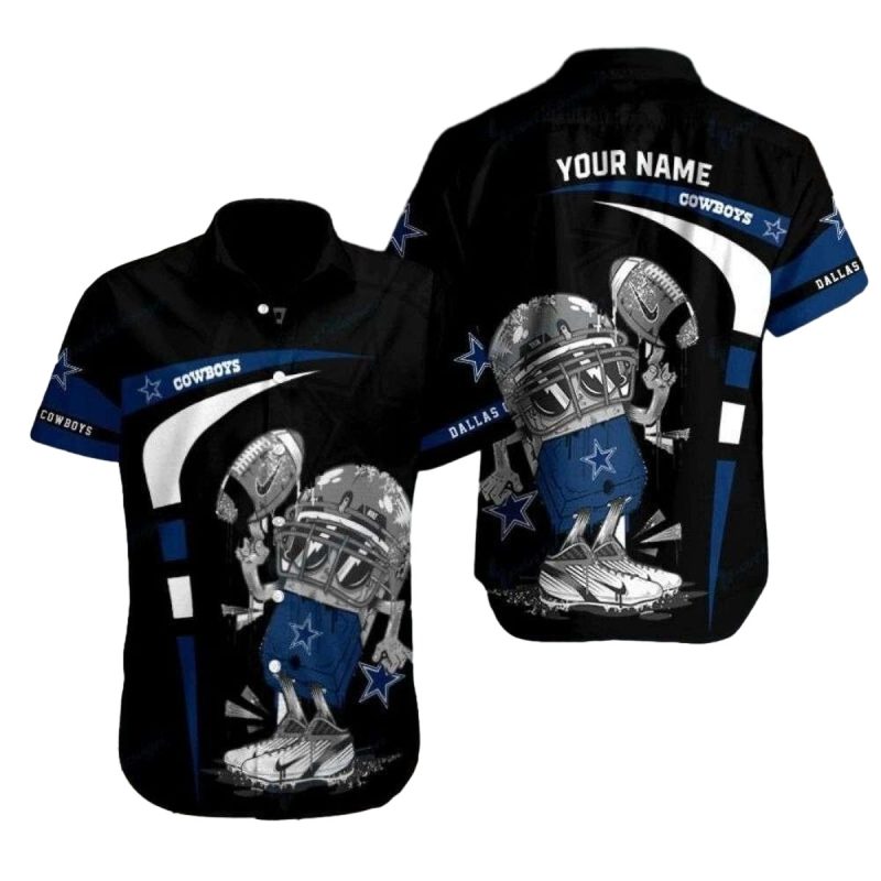 Dallas Cowboys Helmet Clash Monochrome Hawaiian Shirt 1