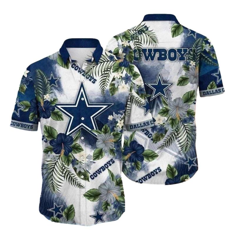 Dallas Cowboys Hibiscus Palms Harmony Hawaiian Shirt 1