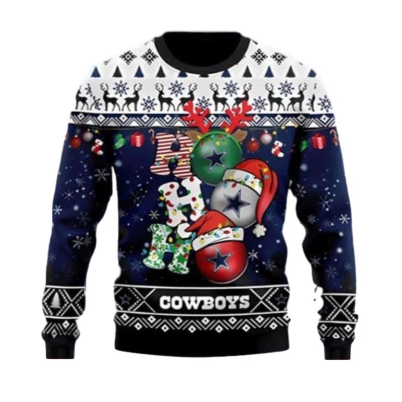 Dallas Cowboys Ho Ho Ho Ornament 2025 Holiday Xmas Gift For Fans Ugly Sweater 1