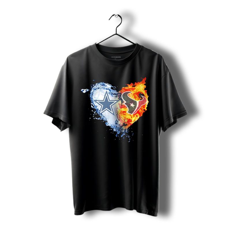 Dallas Cowboys Houston Texans Heart T Shirt 1