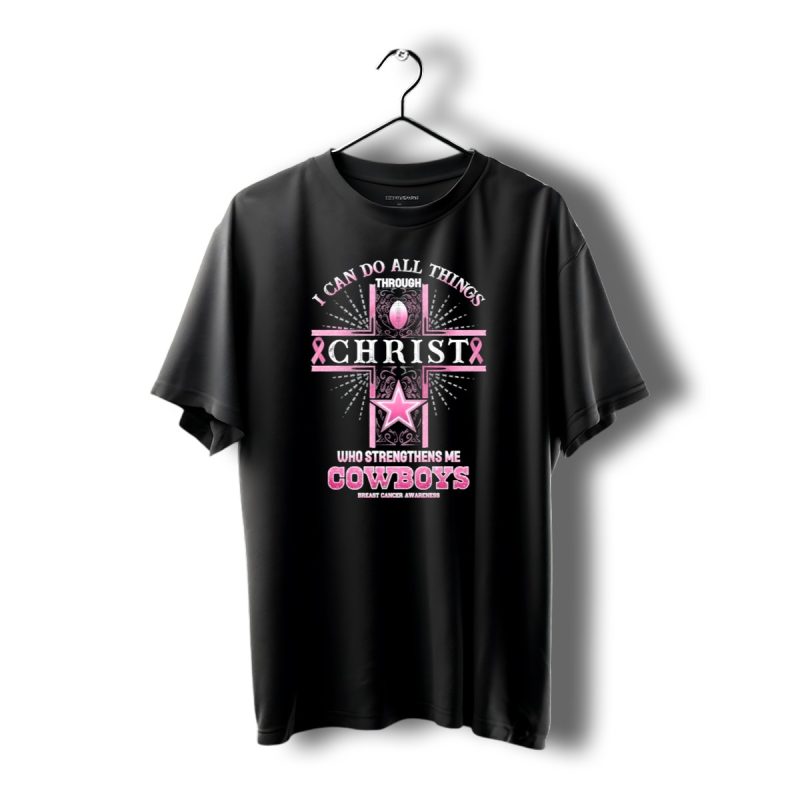 Dallas Cowboys I Can Do All Things Through Christ Breast Cancer Awareness T Shirt 1 T Shirt 1 1