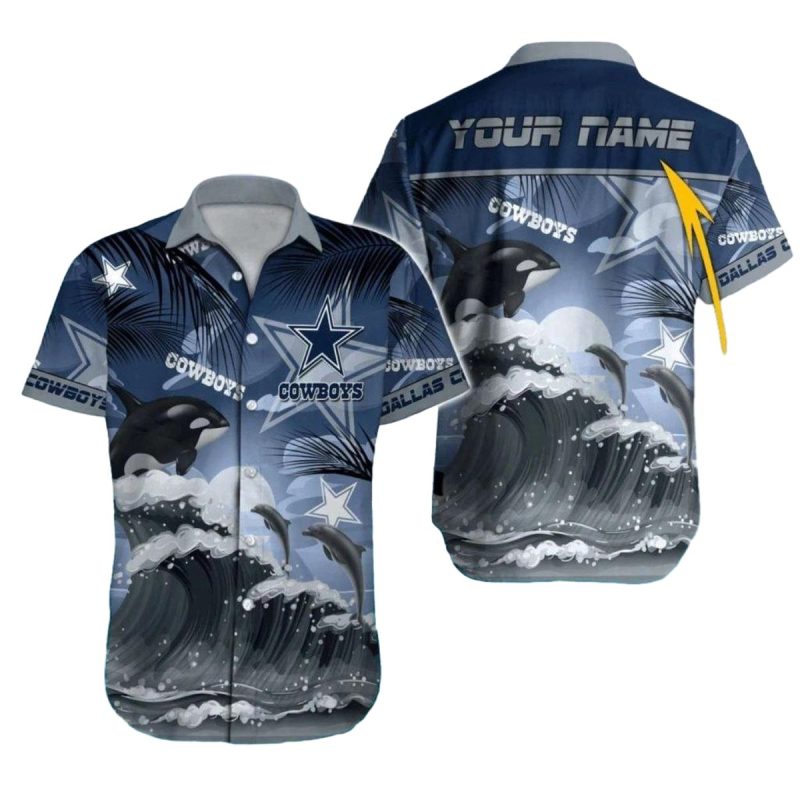 Dallas Cowboys Killer Whale Ocean Waves Hawaiian Shirt 1