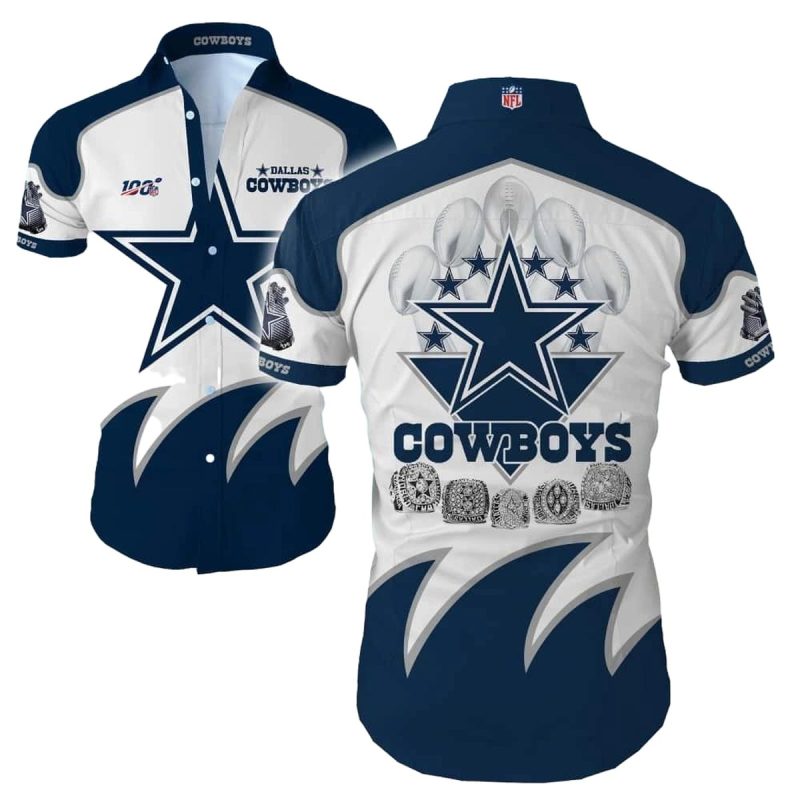 Dallas Cowboys Logo And 5 Champions Pattern Hawaiian Shirt 1