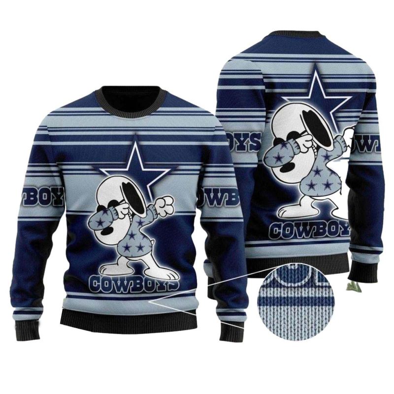 Dallas Cowboys Logo And Dabbing Snoopy Ugly Sweater 1