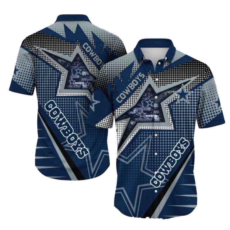 Dallas Cowboys Logo And Geometric Pattern Hawaiian Shirt 1