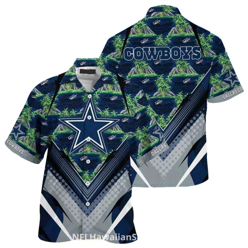 Dallas Cowboys Logo And Island Palm Trees Hawaiian Shirt 1